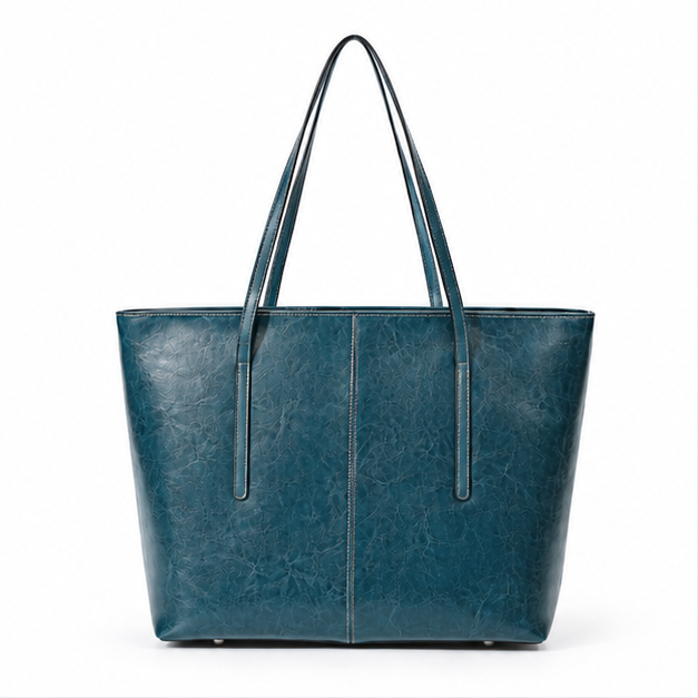 Elegant Teal Textured Everyday Shoulder Tote-4