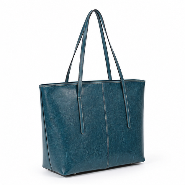 Elegant Teal Textured Everyday Shoulder Tote-1