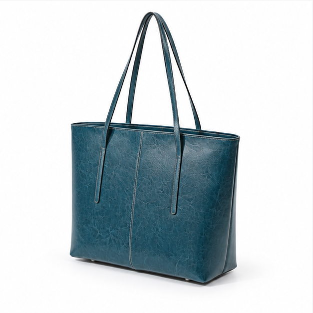 Elegant Teal Textured Everyday Shoulder Tote-3
