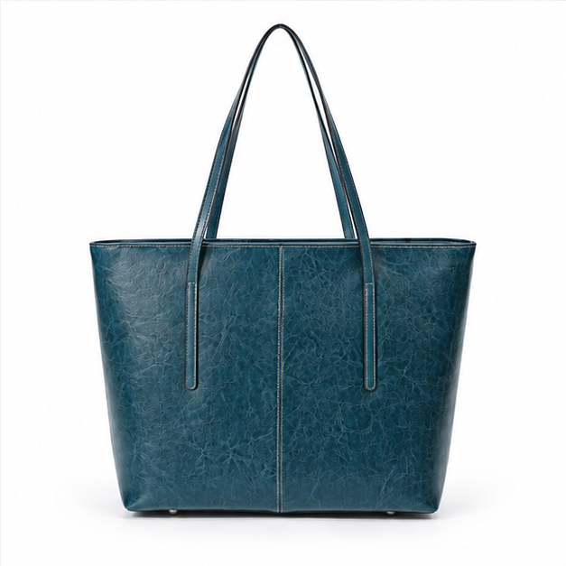 Elegant Teal Textured Everyday Shoulder Tote-2
