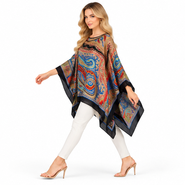 Elegant Multicolor Paisley Print Kaftan Top-3