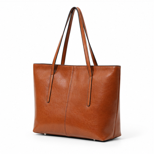 Classic Cognac Leather Everyday Shoulder Tote-3