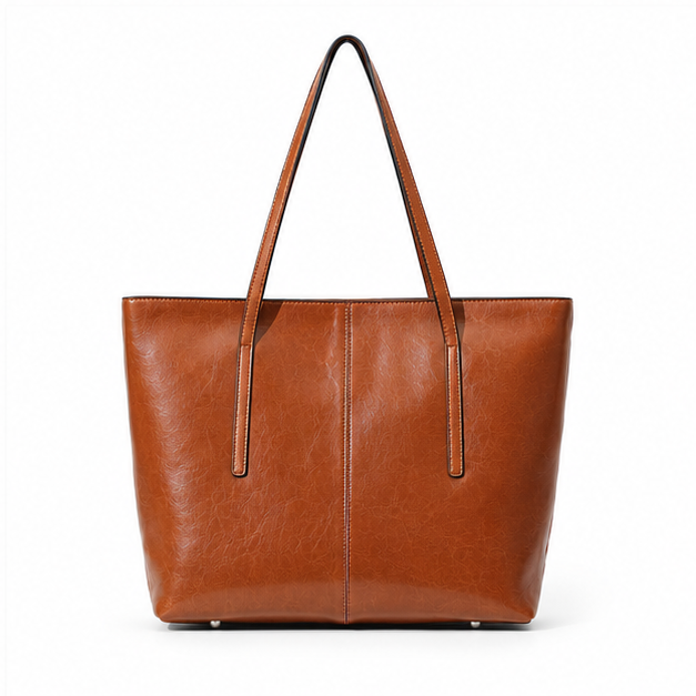 Classic Cognac Leather Everyday Shoulder Tote-2