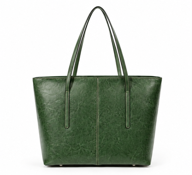 Elegant Green Textured Everyday Shoulder Tote-4