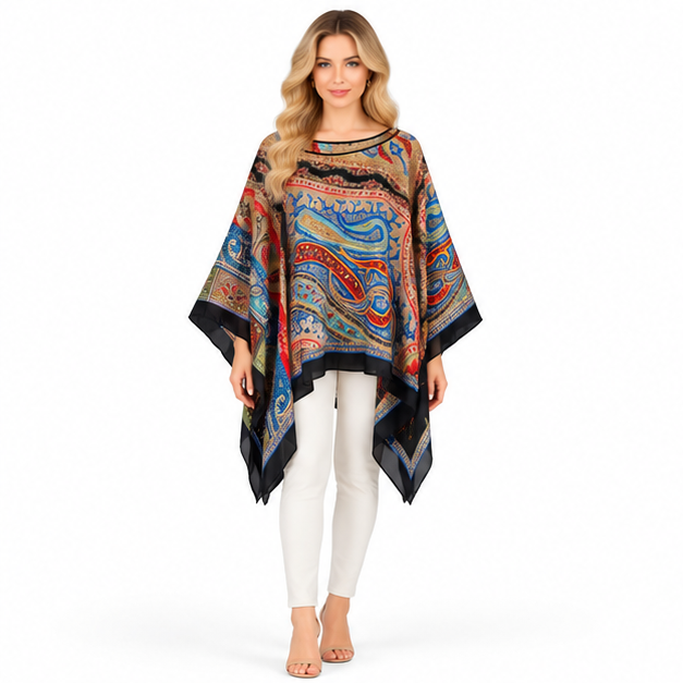 Elegant Multicolor Paisley Print Kaftan Top-1