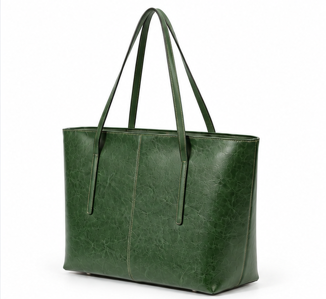 Elegant Green Textured Everyday Shoulder Tote-3