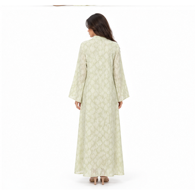 Elegant Mint Green Embroidered Sequin Kaftan-4