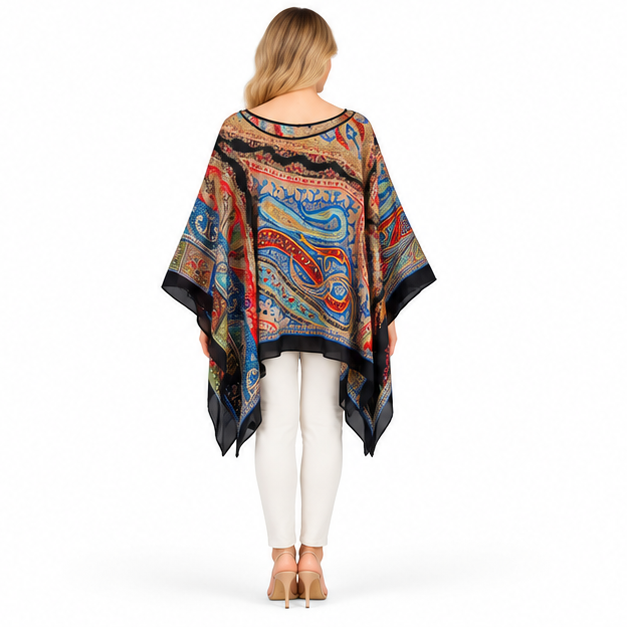 Elegant Multicolor Paisley Print Kaftan Top-4