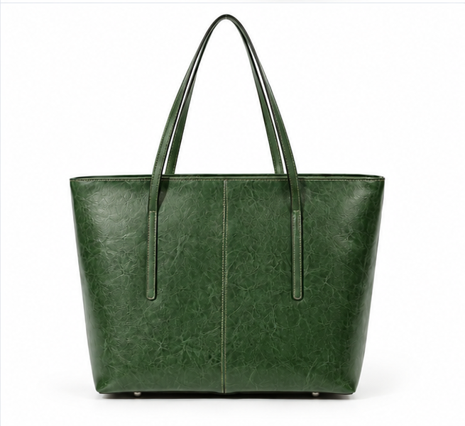 Elegant Green Textured Everyday Shoulder Tote-2