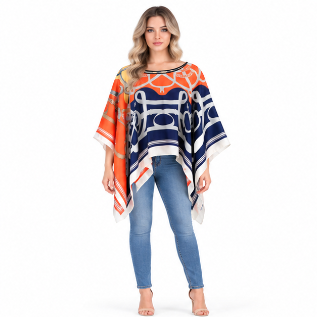 Elegant Multicolor Geometric Print Kaftan Top-1