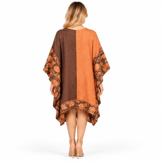 Elegant Two Tone Floral Kaftan Top-4