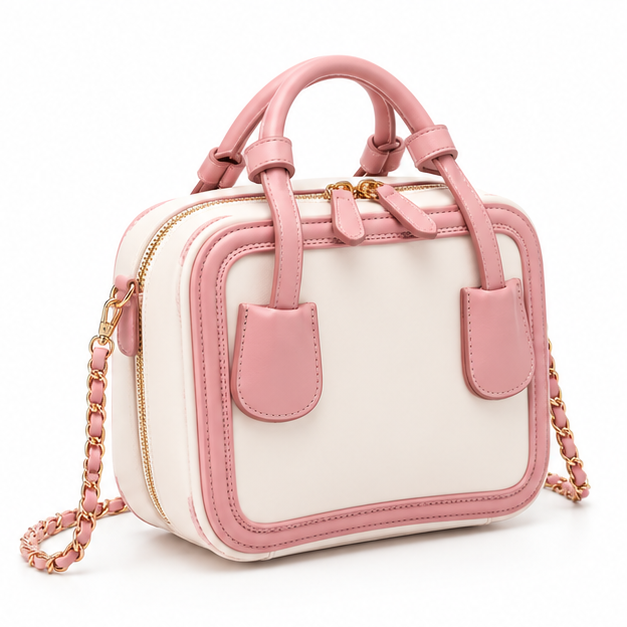 Elegant Pink Contrast Mini Shoulder Handbag-1