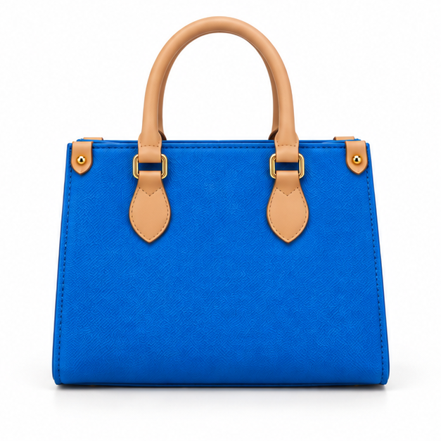 Structured Blue Tote With Round Pouch-2
