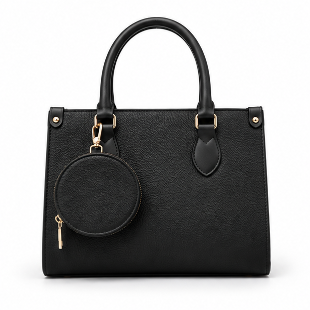Elegant Black Structured Coin Pouch Handbag-4