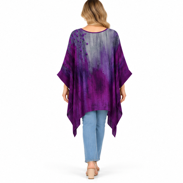 Elegant Purple Iris Floral Kaftan Top-4