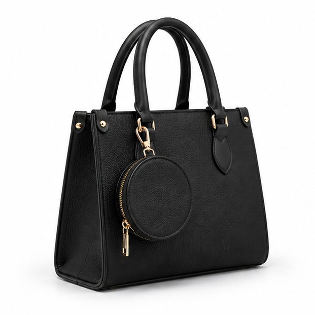 Elegant Black Structured Coin Pouch Handbag-1