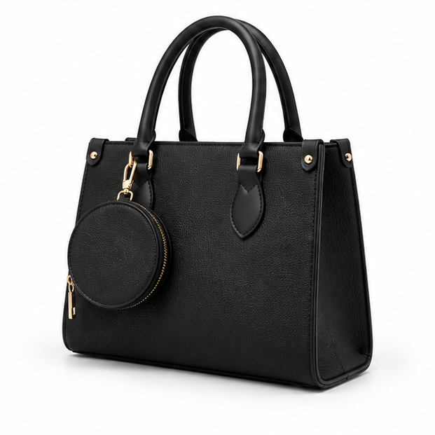 Elegant Black Structured Coin Pouch Handbag-3