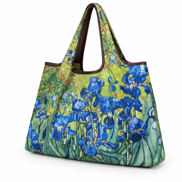 Blue Iris Garden Printed Shoulder Tote-3