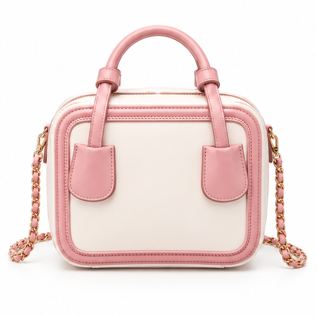 Elegant Pink Contrast Mini Shoulder Handbag-2