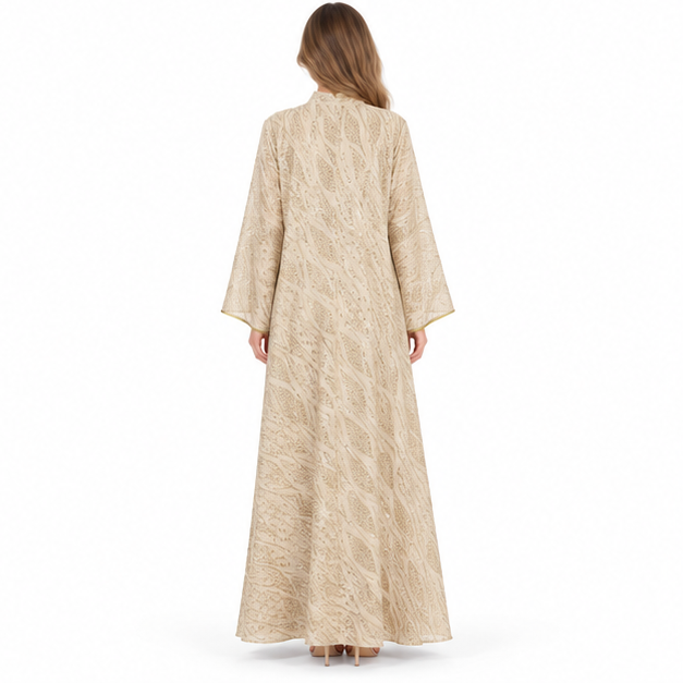 Elegant Gold Embroidered Luxury Sequin Kaftan-4