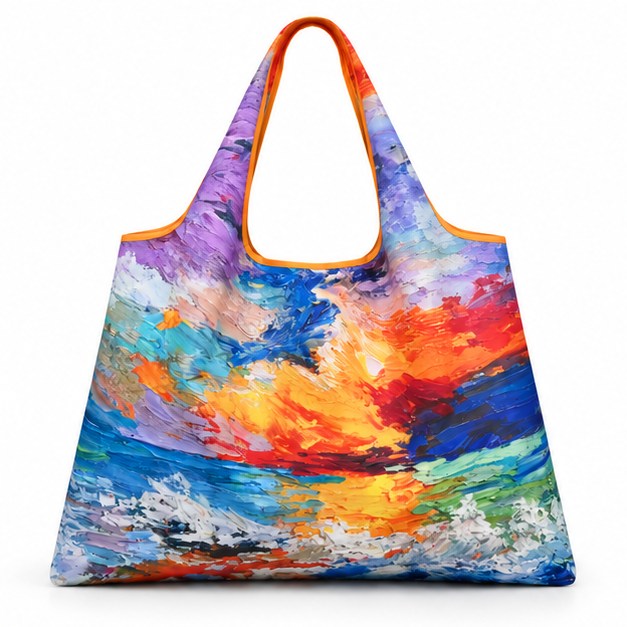 Vibrant Sunset Art Printed Shoulder Tote-4