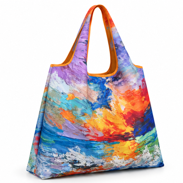 Vibrant Sunset Art Printed Shoulder Tote-1