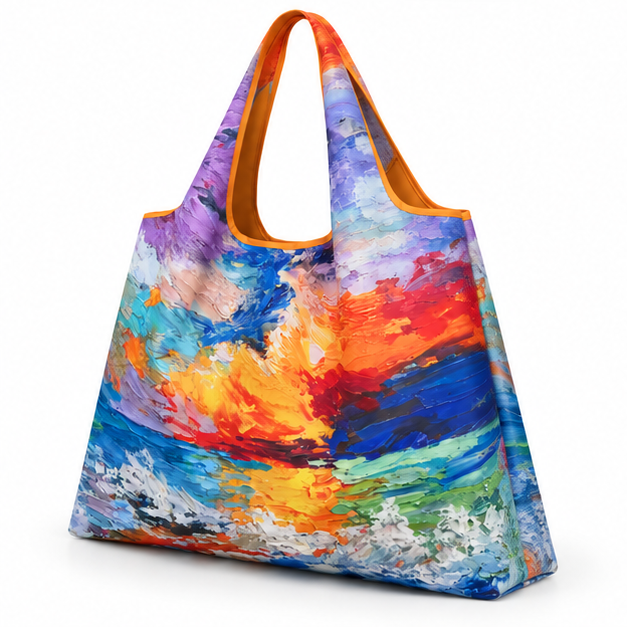 Vibrant Sunset Art Printed Shoulder Tote-3