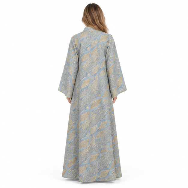 Elegant Light Green Gold Sequin Kaftan-4