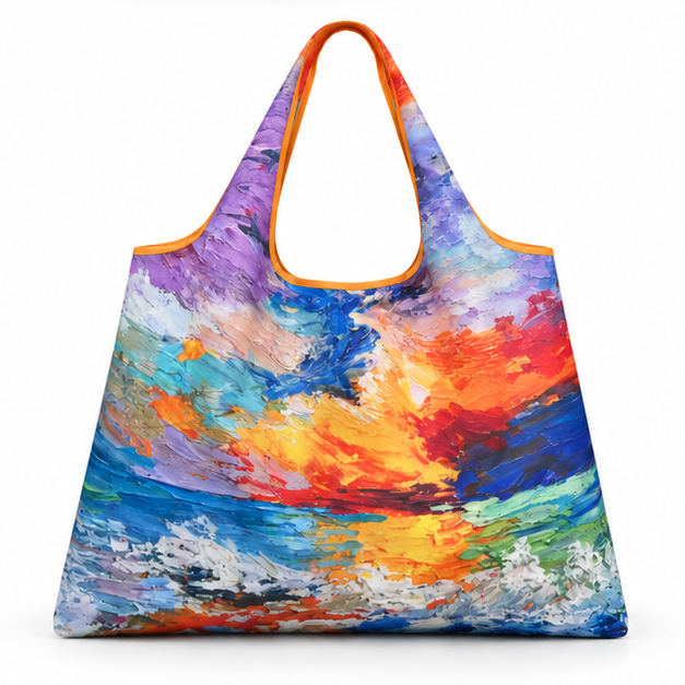 Vibrant Sunset Art Printed Shoulder Tote-2