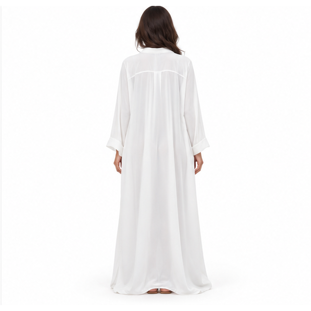 White Kaftan Elegant Casual Maxi Dress-4