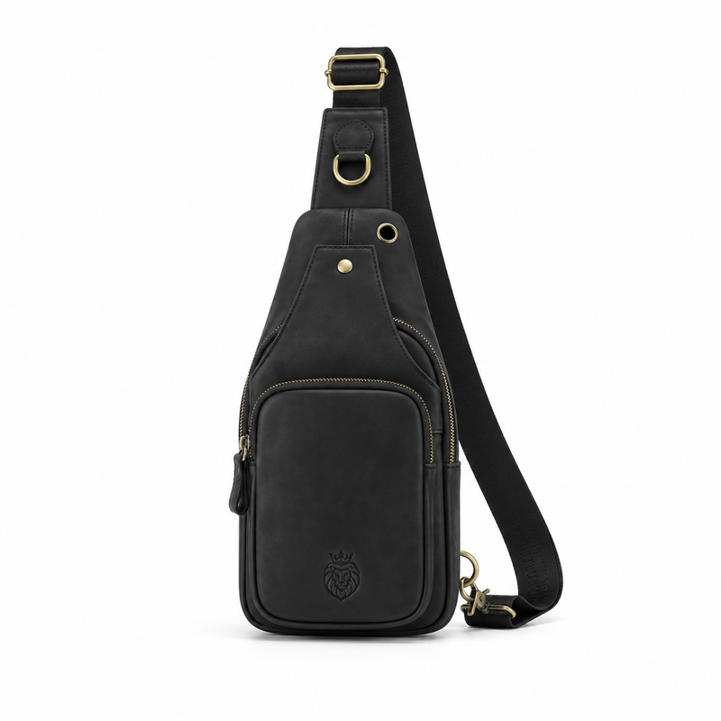 Vintage Black Adjustable Crossbody Sling Bag-3