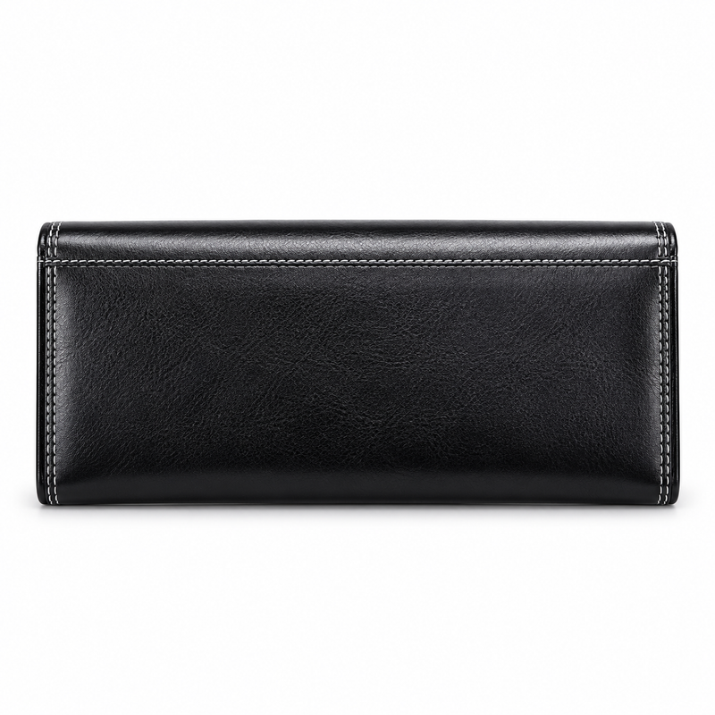 Elegant Black Wallet With Silver Emblem-3