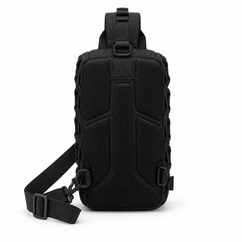 Black Tactical Hexagon Sling Crossbody Bag-2