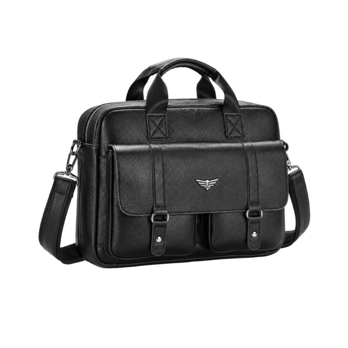 Classic Black Leather Briefcase Shoulder Bag-1
