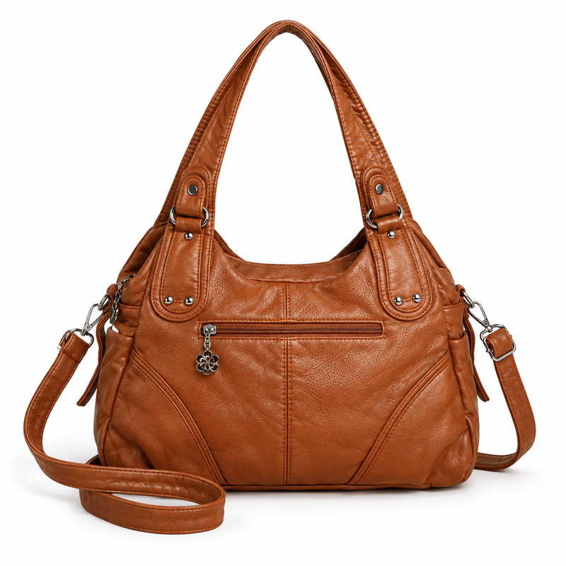 Caramel Crossbody Bag With Braided Details-3