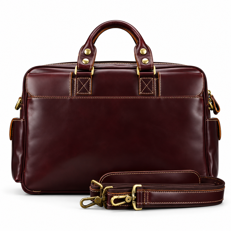 Dark Brown Leather Duffel Travel Bag-2