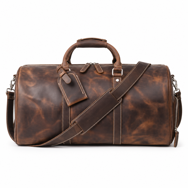 Vintage Coffee Brown Overnight Travel Bag-4