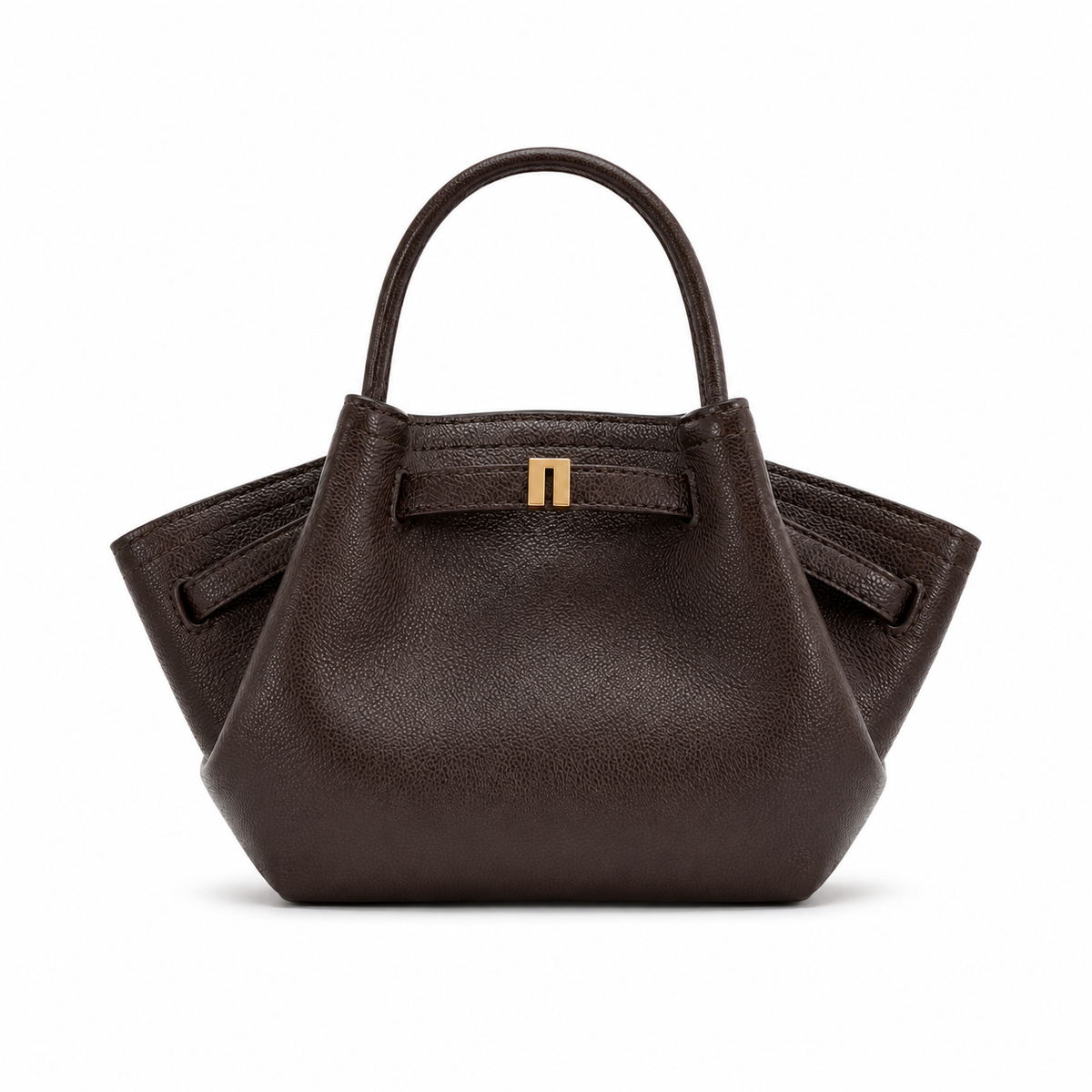 Elegant Dark Brown Textured Winged Handbag-4