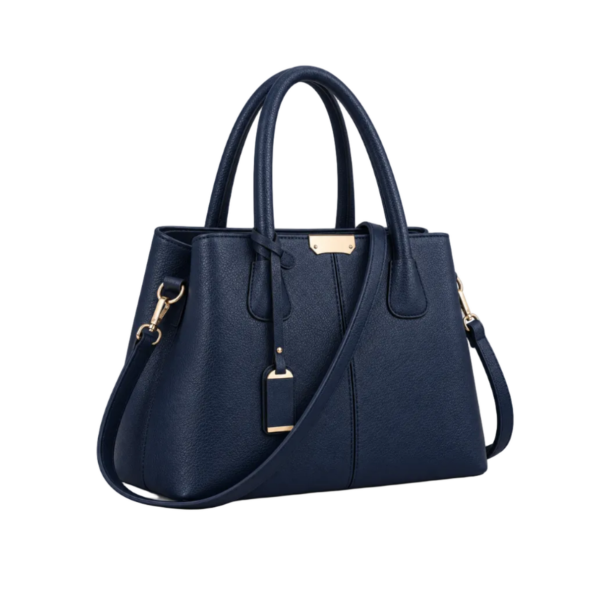 Navy Blue Structured Tote Shoulder Bag-1