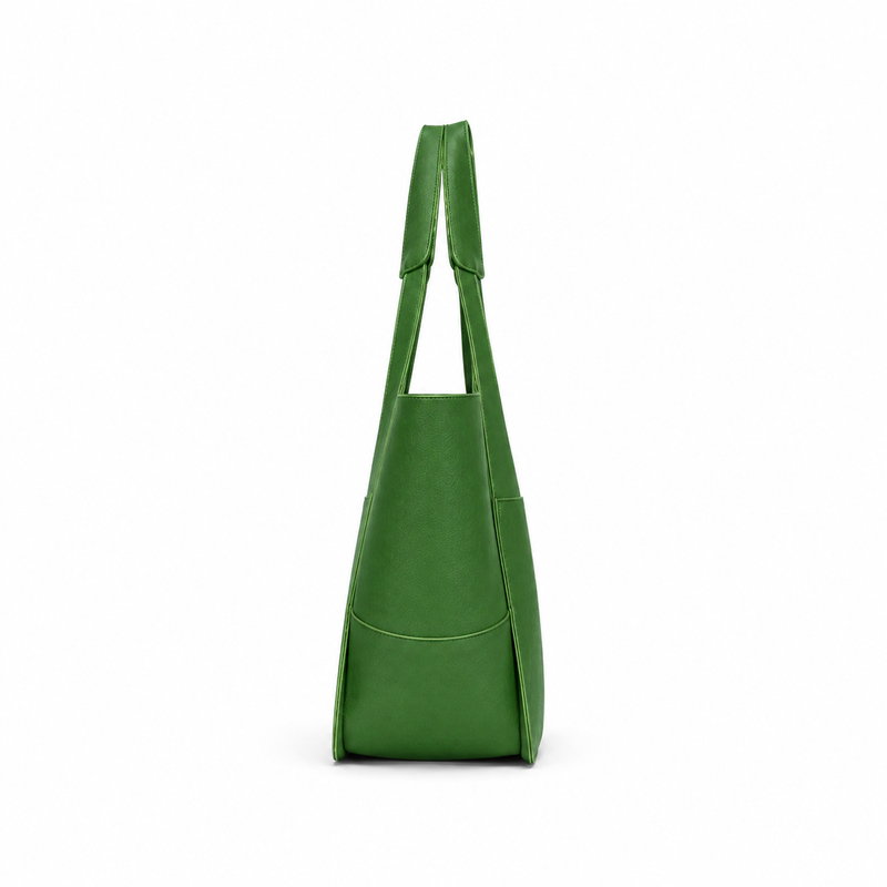 Green Textured Oversized Shoulder Tote Bag-2