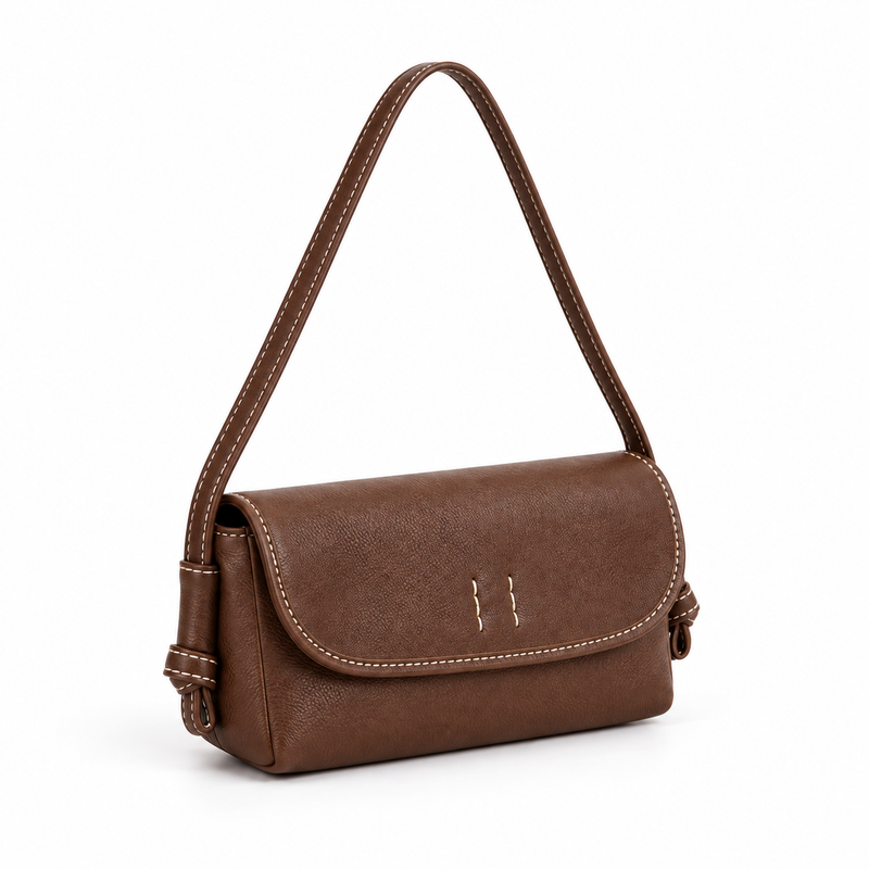 Brown Pebbled Leather Crossbody Shoulder Bag-1