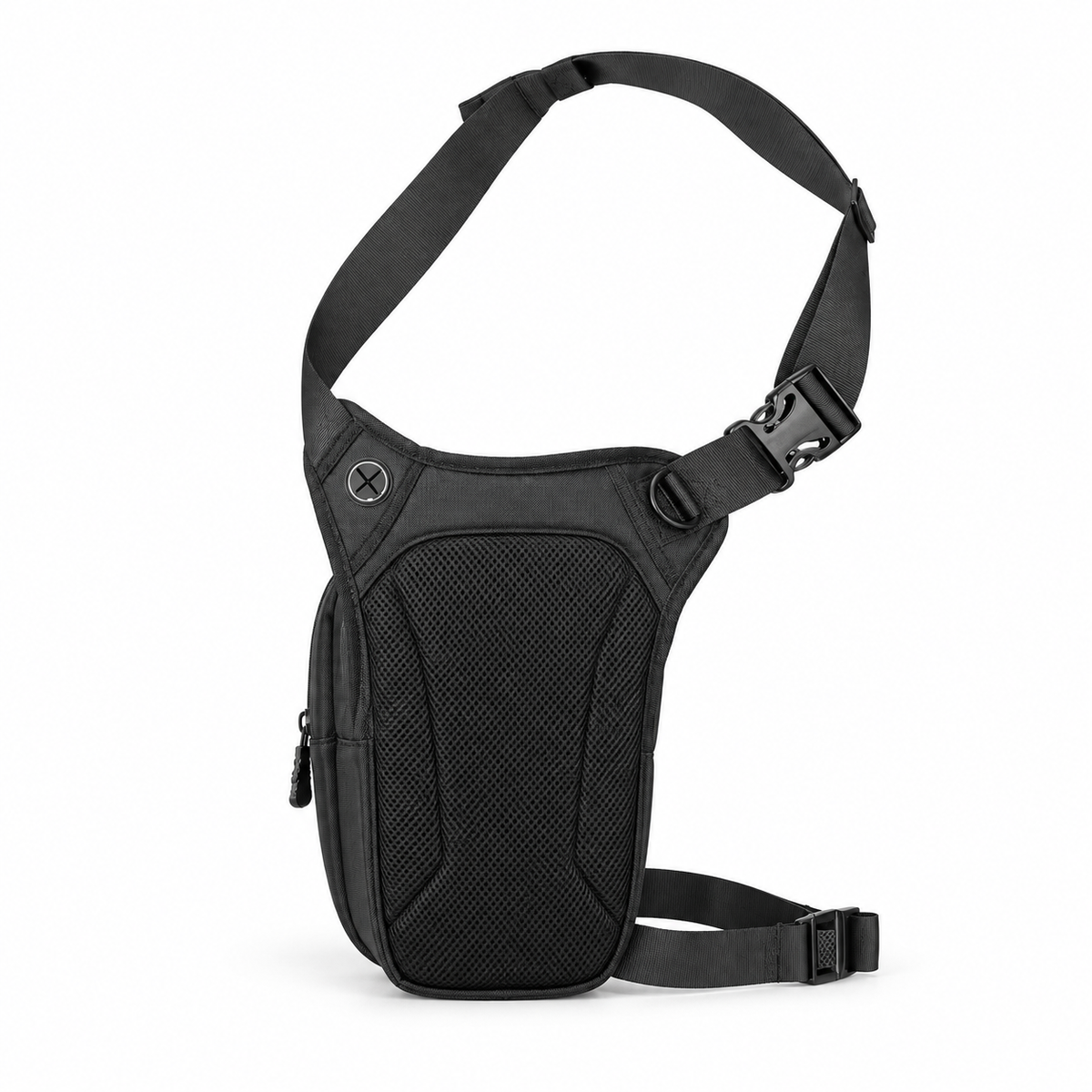 Black Textured Utility Waist Leg Bag-2