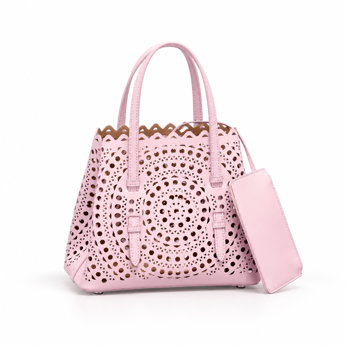 Blush Pink Laser Cut Tote Handbag-1