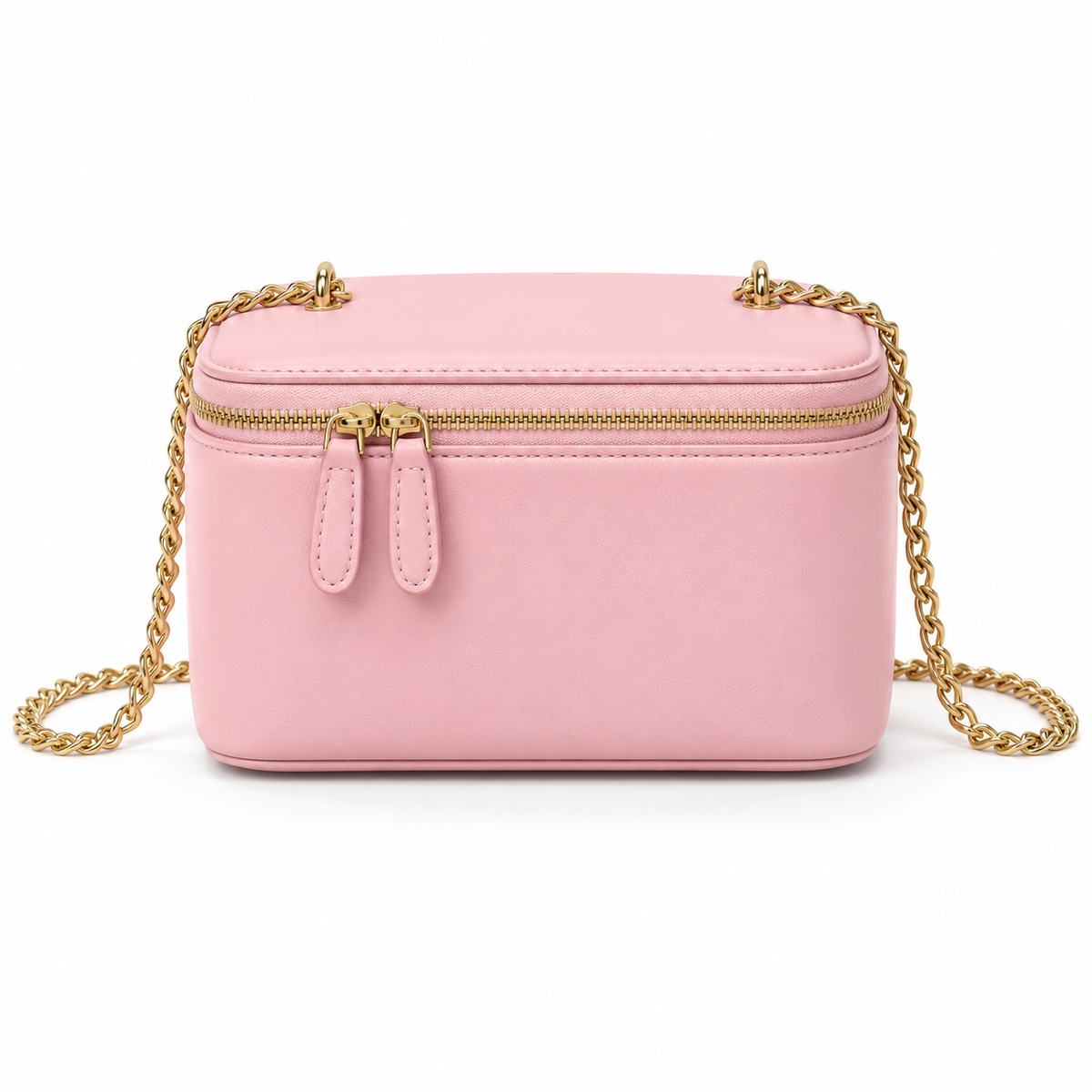 Pink Vegan Leather Chain Crossbody Bag-4