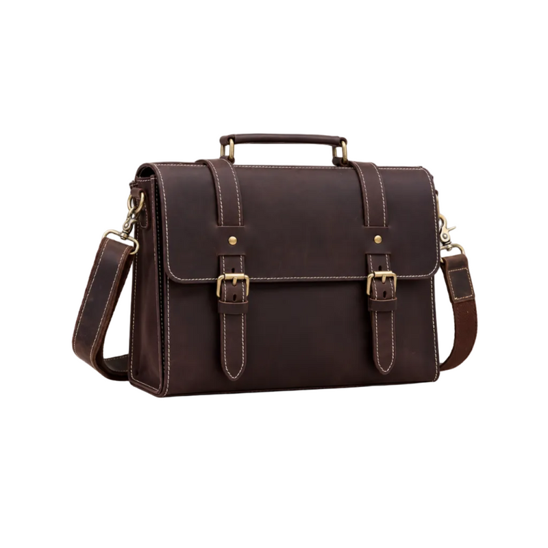 Classic Brown Leather Messenger Shoulder Bag-1