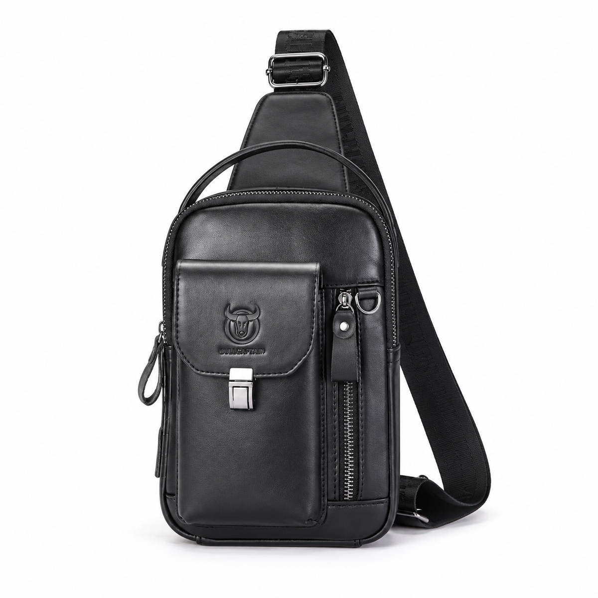 Black Sling Bag With Multiple Pockets-4