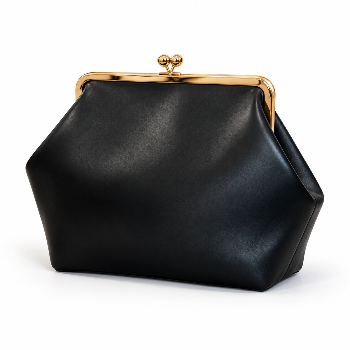 Elegant Black Clutch With Golden Clasp-2