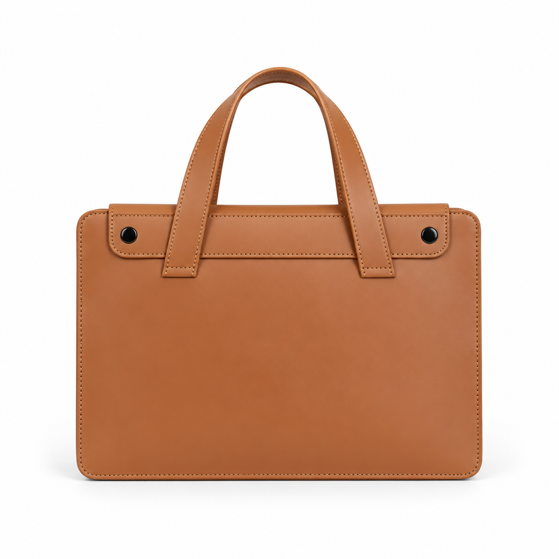 Camel Leather Laptop Bag With Handles-3