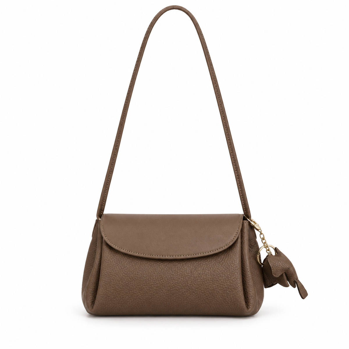 Elegant Brown Crossbody Bag With Charm-2
