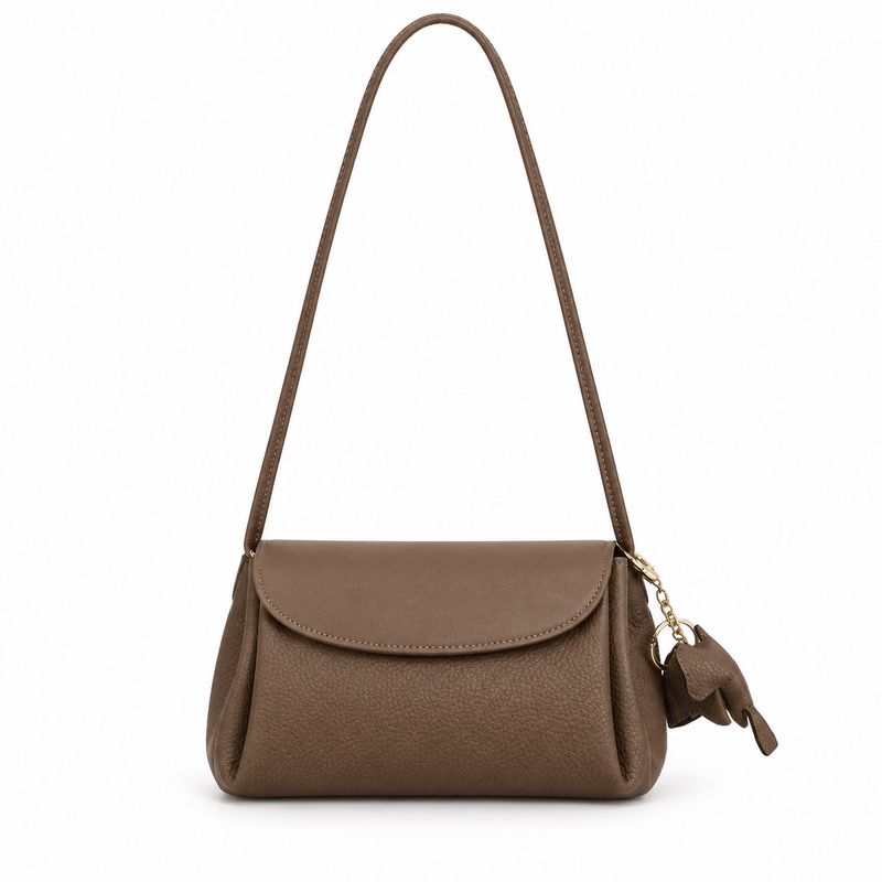 Elegant Brown Crossbody Bag With Charm-2